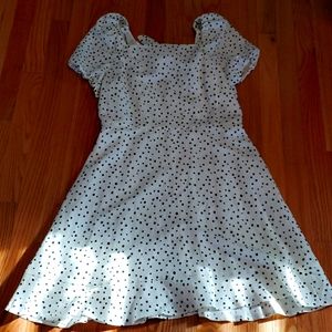 NWT Loft Dress, sz 6, off white with black polka dots
